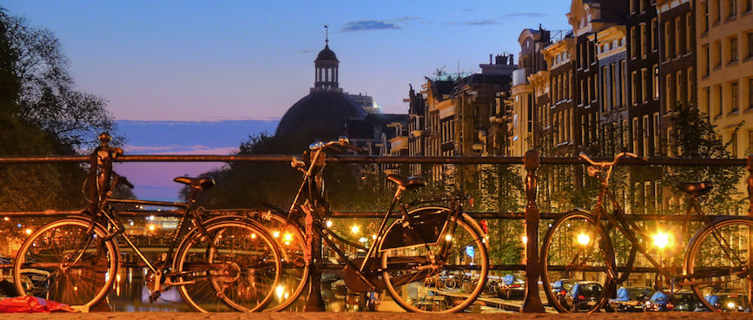Bicycles on Amsterdam's canal bridge