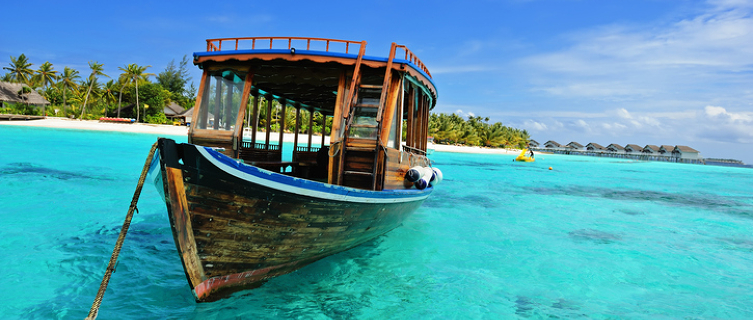 A traditional wooden dhoni boat