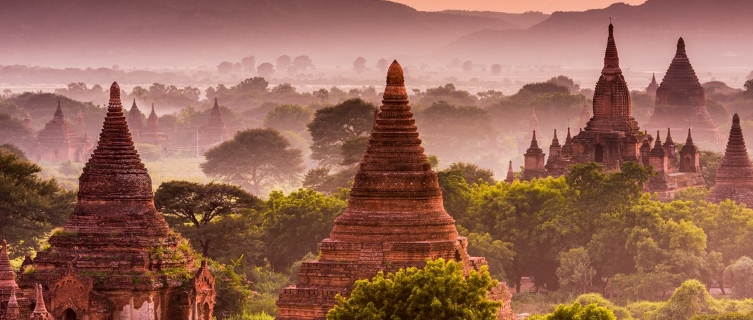 Magnificent stupas in Bagan, Myanmar.