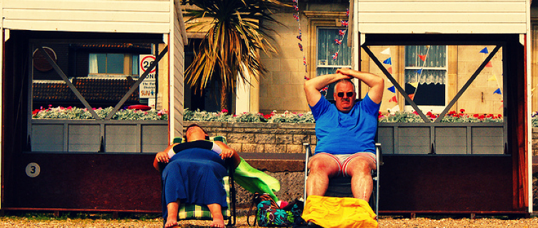 Relaxing in a very British way on Weymouth beach