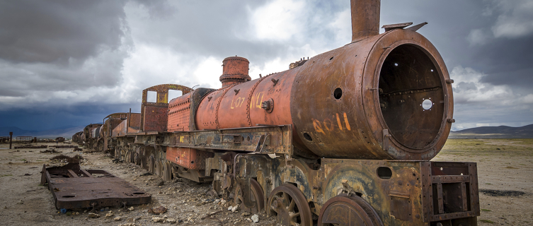 The great train graveyard near the Salar de Uyuni salt flats
