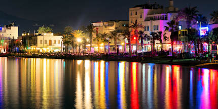 Bodrum's harbour comes alive at night