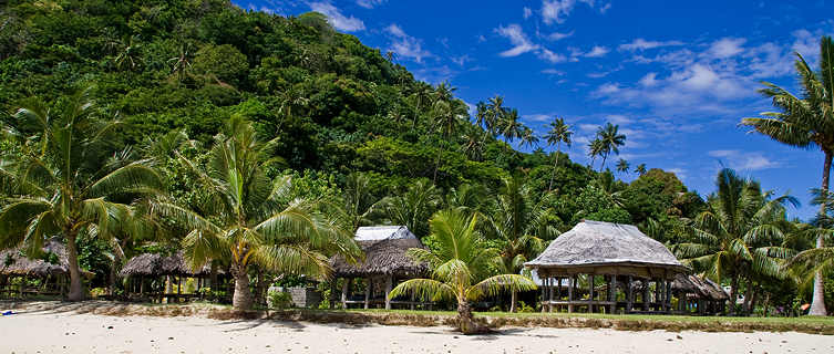 View of samoa's rainforest from the beach